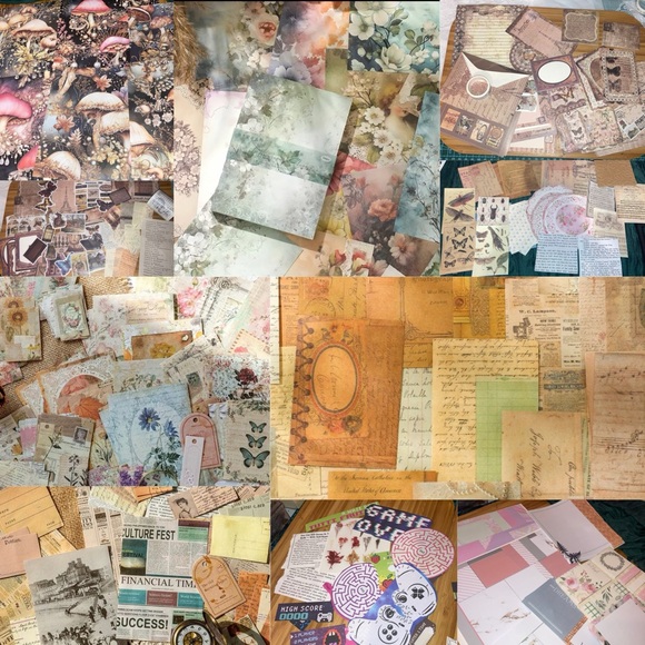 200x Junk Journal Kit Ephemera Stickers Diary Vintage Sapphire Floral Scrapbook - Picture 4 of 16